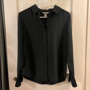 H&M Dark Green Button Down Blouse | Size 6